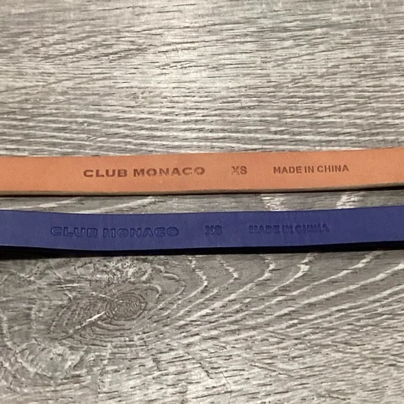 CLUB MONACO SET OF 2 LEATHER BELTS GREEN BLUE CREAM SNAKE XS - Picture 4 of 6